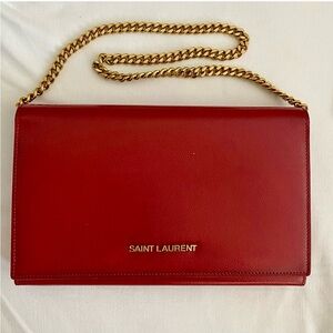 SAINT LAURENT Grain de Poudre Classic Letters Chain Wallet
